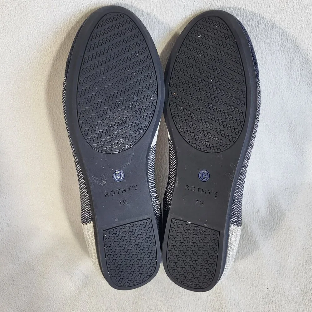 Rothy's Black and Cream size 7.5 Cap Toe Flats